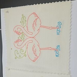Handmade machine embroidery flamingo patch